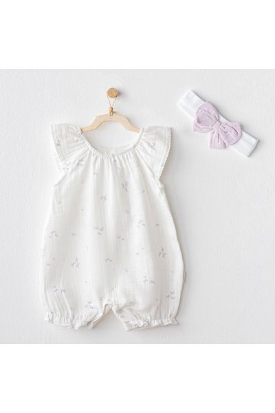 andywawa Ac25573 Magical Butterfly Muslin Baby Rompers Set White
