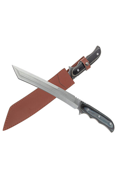 Depox Lovecká mačeta IdeallStore, čepel Seax, 45 cm, nerezová ocel, šedá, kož...