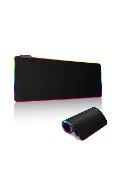 FlashHawk Large RGB Gaming Mousepad with Nonslip Base 14 Kinds of RGB Lights Mode for Live Broadcasting