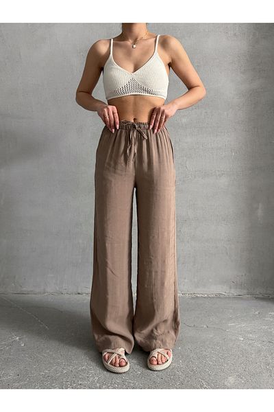 BEJNA Damen-Palazzo-Hose mit weichem Modalanteil und elastischem Bund in Nerz