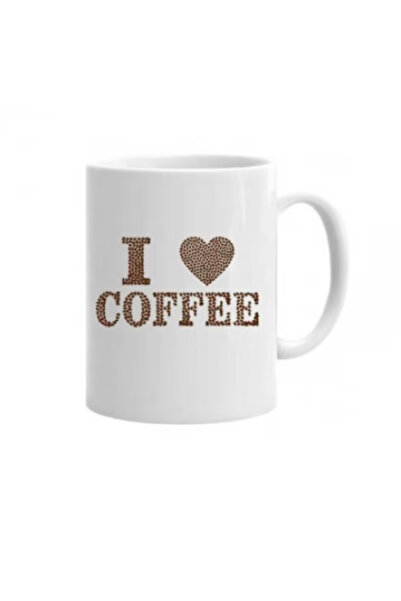 OEM Εξατομικευμένη λευκή κούπα, "Λατρεύω τον καφέ", INOVATIX®. 330 ml