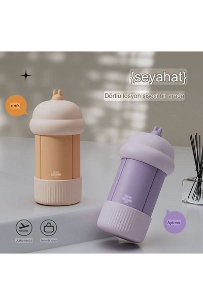 KURTULUŞ COMPANY Set of 4 Silicone Travel Bottles Leakproof Portable Travel Type Cream Shampoo Lotion Bottle Set