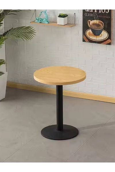 Orient طاولة جانبية دائرية عصرية من الخشب، مقاس 74×60 سم | قاعدة معدنية وسطح خشبي، مثالية لطاولة قهوة أو طاولة جانبية بسيطة
