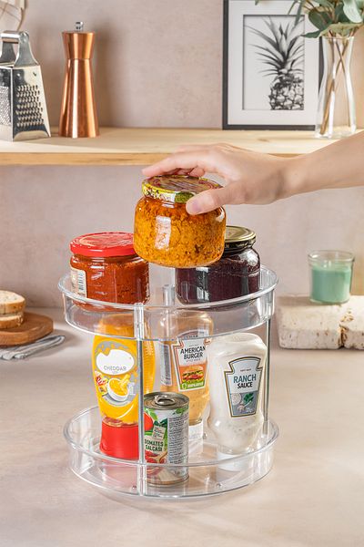 Nandy Home 2-stufiges Mehrzweck-Organizer-Drehregal, transparent