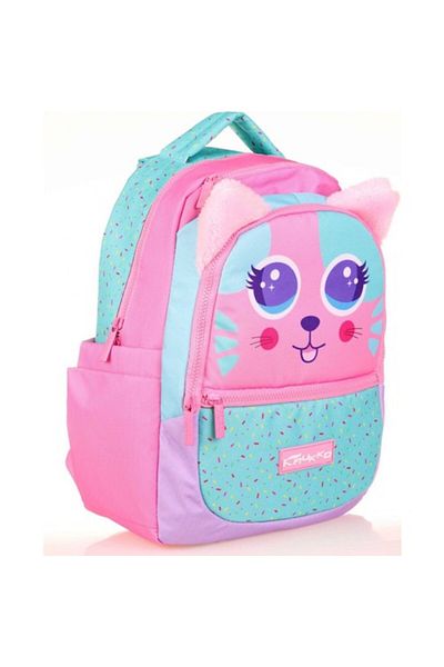 KAUKKO Green Pink Cat Patterned Children's School Backpack
