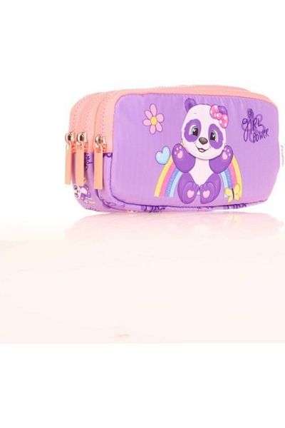 KAUKKO Geantă pentru creion cu 3 compartimente pentru copii (TOYS PANDA)krn-l8154