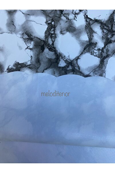 MİRELLA Lined Non-Slip Marble Pattern Erasable Pvc Oilcloth Round Tablecloth 138*138 cm