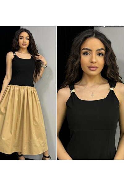 MAQRELL SİYAH KOLSUZ ELBİSE