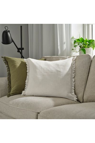 IKEA VALLKRASSING Cushion Cover, Off-White, 50x50 cm – 100% Cotton, IKEA, Machine Washable