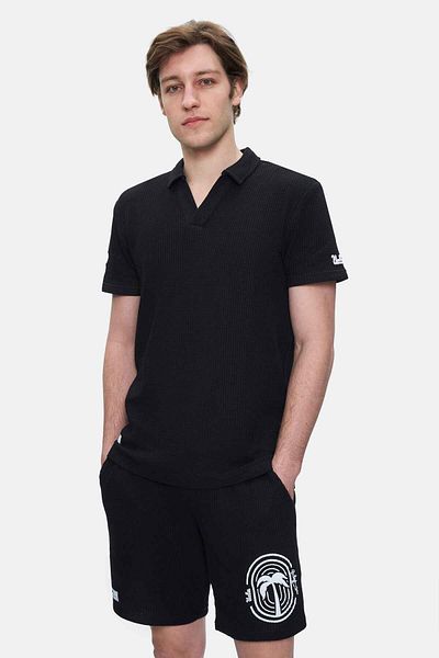 UCLA Tricou pentru bărbați RUSSEL, negru, cu gât polo, cu potrivire standard