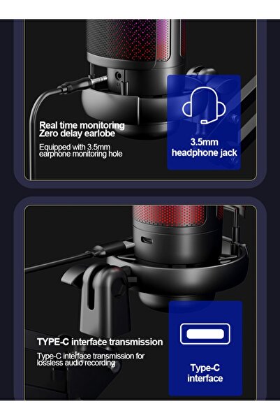 FlashHawk Gaming PC USB Microphone,Podcast Condenser Mic with Boom Arm,Pop Filter,Mute Button