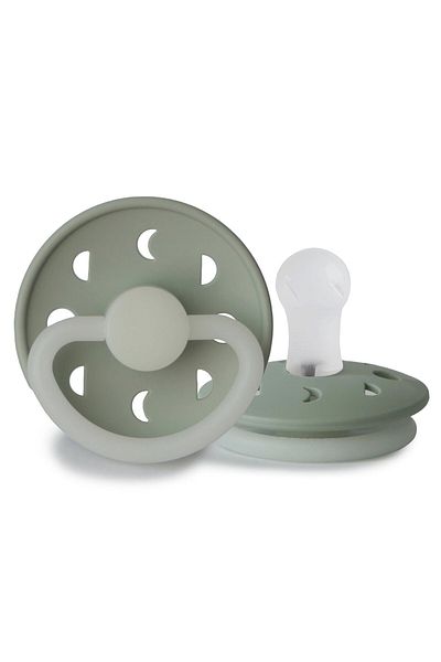 Frigg 0-6 Months Sage Night Moon Phase Silicone Pacifier - Glow in the Dark