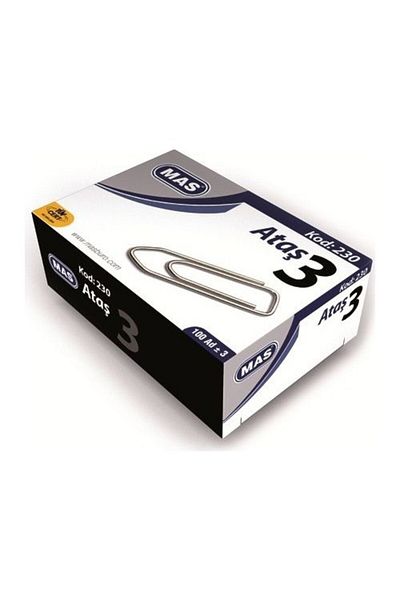 Mas 230 Nickel Plated Paper Clip No:3 (100 Pieces)
