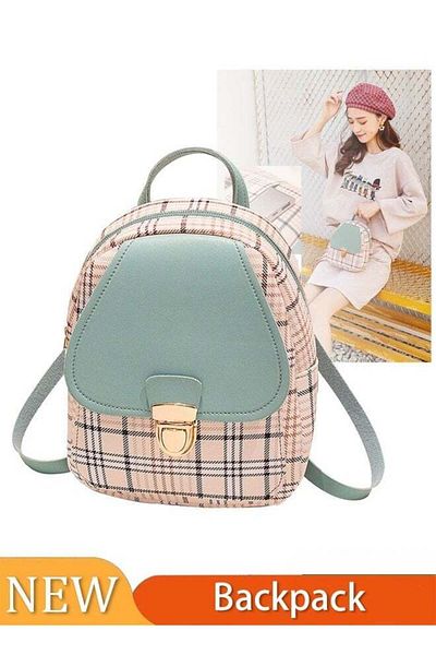 Generic Fashionable Pu Leather Backpack Checkered Backpack Multi functional Exquisite Backpack