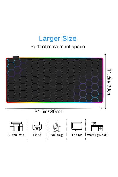 FlashHawk RGB Gaming Mouse Pad 800*300mm Size,14 LED Modes Extended Large Table Desk Mat Mousepad