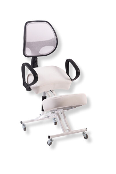 Labortech Arkalıklı Dik Duruş Sandalyesi Amortisörlü-Beyaz | LaborTech-4462