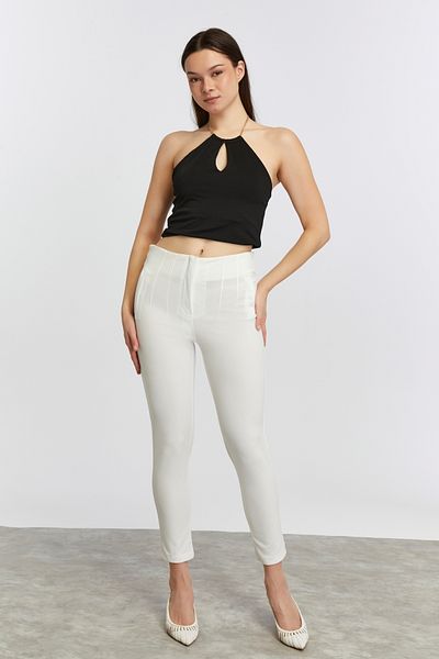 CNR TEKSTİL PANTALONI DE DAMA ALBI DIN STOFĂ