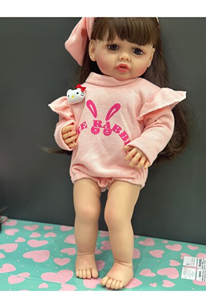 Genel Markalar Gerçekçi emaye bebek 55 cm simüle bebek kız bebek için elbiseli yumuşak silikon bebek pembe