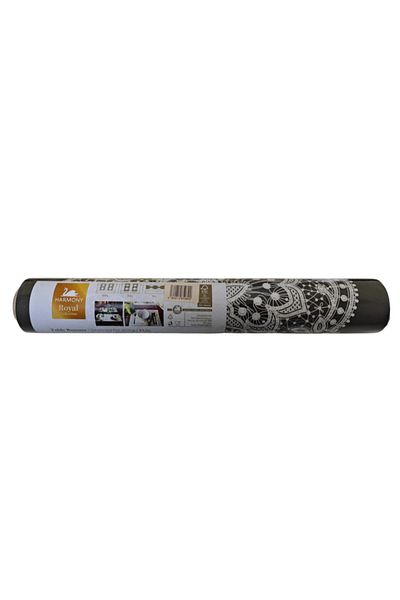 Harmony Royal Collection 12-Meter Table Mat - Elegant Printed Black Design for Dining & Events
