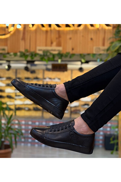 Parlak Erkek Hakiki Deri Bağcıksız Ayakkabı