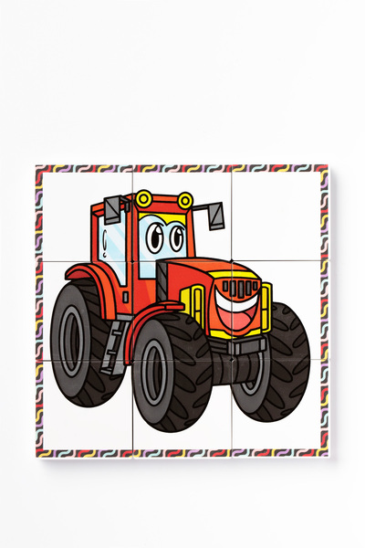 KÜPSS Magnetic Block Double-Sided 9-Piece Magnet Fire Engine - Tractor Puzzle - 2 Visual Puzzle