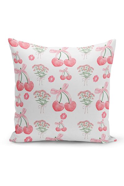 Bertille Home Σετ κάλυμμα μαξιλαριού ριχτάρι σειράς Cherry διπλής όψης ψηφιακής εκτύπωσης 3 τεμαχίων