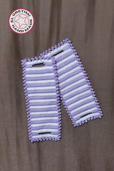 Uretti - Emine 9106 3676 Hand Knitted Double Colored 2-Piece Bath Washcloths - Purple