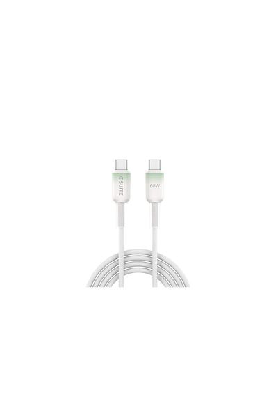 iOsuite كابل شفاف متدرج من مادة PVC (USB-C) إلى (USB-C) - 60 واط - 1.2 متر - أخضر