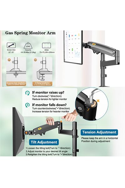 Nb North Bayou Monitor Desk Mount Arm for 17''-30''Monitors from 4.4 to 26.4lbs,Ultra Wide Full Motion