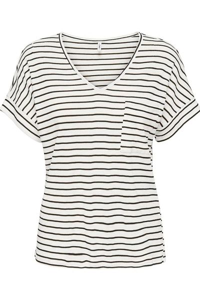 ONLY Onliben S/S Moster V-Neck Glitter Topjrs Women White Blouse - 15346597