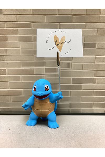 Megart Squirtle Pokemon Photo and Note Holder - Pokemon Themed Desktop Accessory Metal Clamp Note Holder