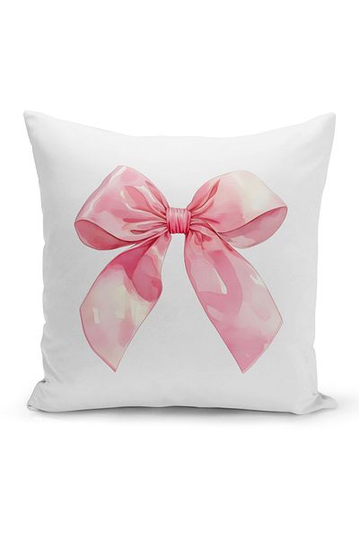 Bertille Home Κάλυμμα μαξιλαριού με ριχτάρι σειράς Cherry Bow διπλής όψης με ψηφιακή εκτύπωση (Cherry with Bow)