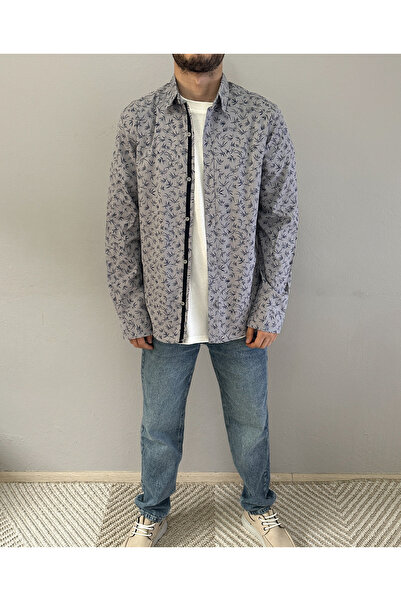 MİRMARONİ Сlim Fit довгий рукав Basic чоловічий тіньовий поплін тканина | Комір