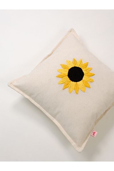 Galia Tasarım Κάλυμμα μαξιλαριού με μοτίβο λινό Punch Sunflower