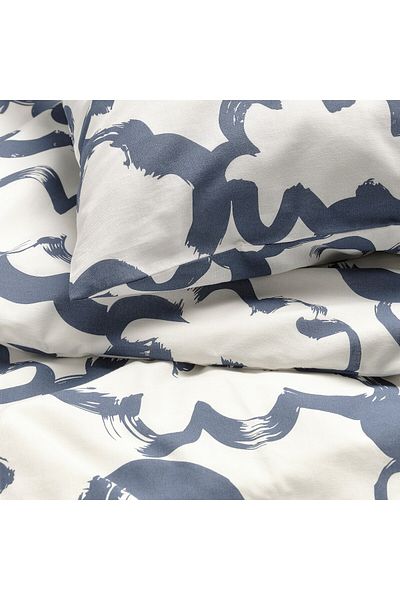 IKEA EKPURPURMAL Duvet cover and 2 pillowcases, white blue/cloud