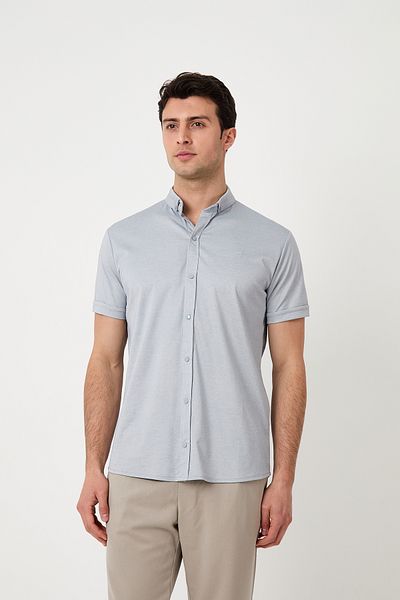 SILVANO Men's Basic Casual Summer Short Sleeve Gray Sports Shirt