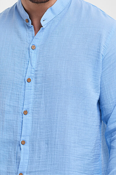 TCT TEKSTİL Ανδρικό πουκάμισο - Ανδρικό πουκάμισο με μακρυμάνικο γιακά μουσελίνας-4050