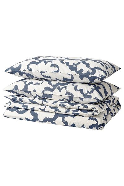 IKEA EKPURPURMAL Duvet cover and 2 pillowcases, white blue/cloud