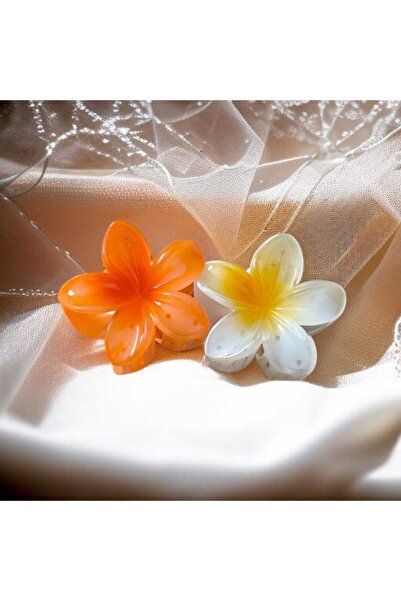 feyza collection عبوة من قطعتين بإبزيم لوتس متوسط ​​الحجم برتقالي-أبيض