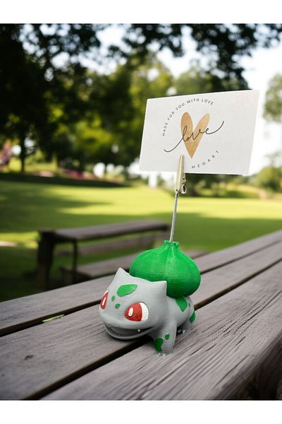 Megart Bulbasaur Pokemon Themed Desktop Accessory - Notepad and Photo Holder Metal Clamp