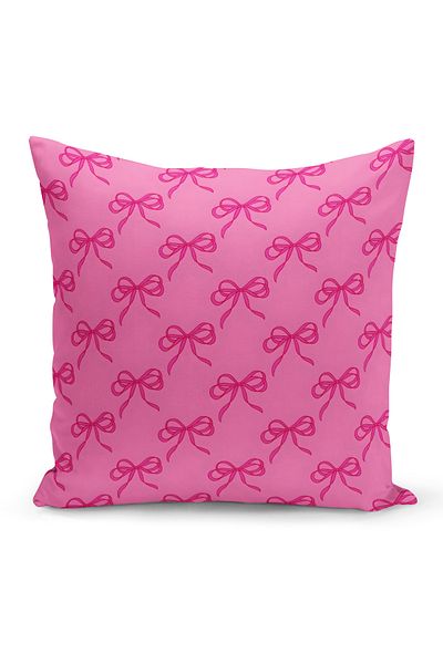 Bertille Home Κάλυμμα μαξιλαριού με ριχτάρι σειράς Cherry Bow διπλής όψης με ψηφιακή εκτύπωση (Cherry with Bow)