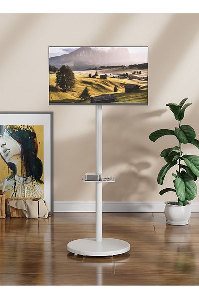 FlashHawk Mobile Floor Monitor Stand with Metal Tray for 14-40 Inch Screens
