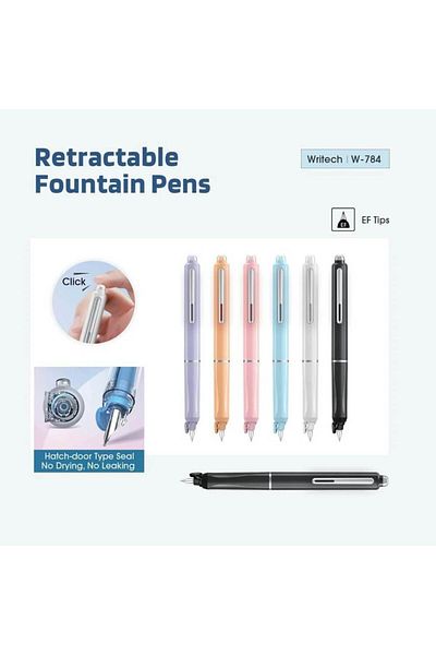 Writech Set stilouri retractabile cu 5 cartușe de cerneală albastră - Albastru