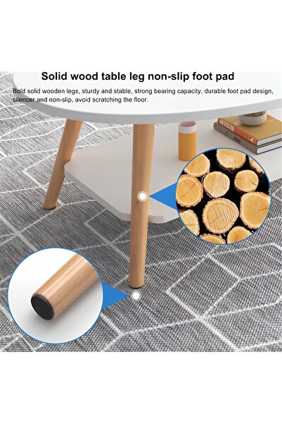 Taimi Oval Coffee Table with Double Layers Function,Stylish and Practical Design – Size 100x50x42cm