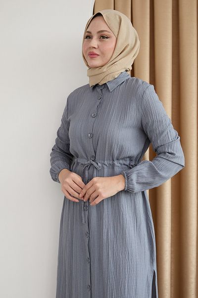 InStyle تونيك طويل مع بنطلون بدلة رمادية الحواجب
