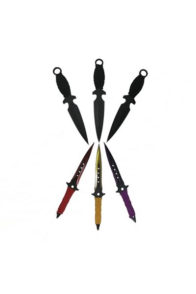 Depox Set de cuțite de vânătoare Extreme Battle și trei cuțite de aruncare, Ninja Assassin, IdeallStore®, oțel