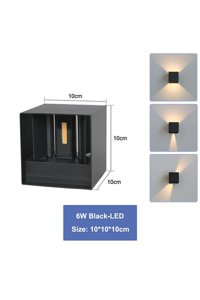 lampinbox Warm White (2700-3500K) 6W Black 6W/12W LED Waterproof Wall Lamp in Black/White/Grey for Indoor and