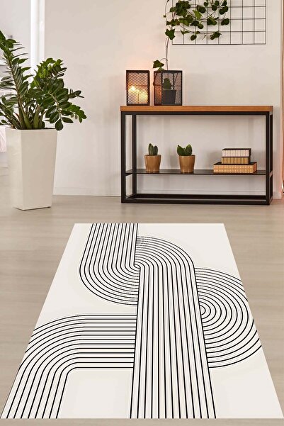 on the clouds Bohem Desen İskandinav Geometrik Çizgi Yıkanabilir Kaymaz Taban...