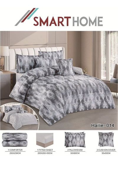 smart home Winter Double Duvet Set 6 Pieces Double Sided System, Velvet Bedspread with Microfiber Filling