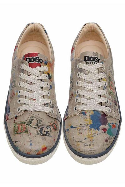Dogo Women's Vegan Leather Multicolor Sneakers - Dogo Stamp Design